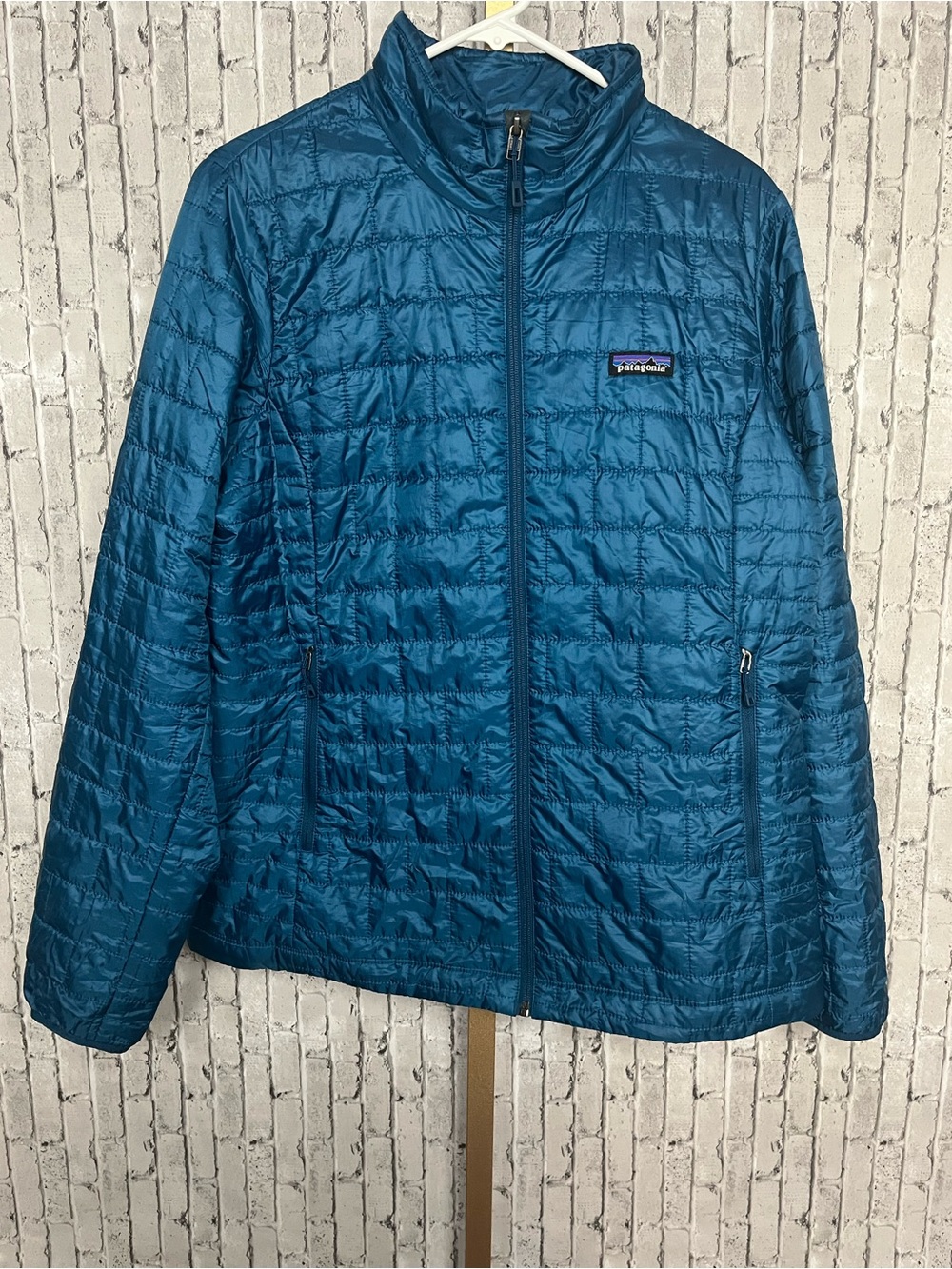 Patagonia Nano Puff Jacket Womens XL Teal Blue Quilted Full Zip lightweight